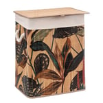 Five Palawan Decorative Laundry Basket Bamboo and Ecru Fabric 50L