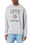 GANT Men's D1 Crest Shield CNECK Sweat Sweater, Grey Melange, L