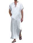 COOFANDY Pyjama Homme Pyjama Court Vêtements De Nuit Avec Poche Pour Homme Maison Blanc S