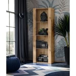 Vitrine Armoire Tivoli, Wotan/Wotan, Largeur 55cm x Hauteur 159cm x Profondeur 35cm, sans led, 3 étagères, pour Salon, Chambre, Entrée - Komodee