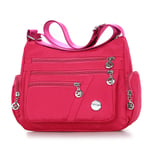 Vattentät Nylon Crossbody-väska med enkel axelrem Rose red