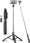 163.5Cm Perche À Selfie, Trépied Smartphone, Extensible Selfie Stick Trépied De Téléphone Avec Télécommandeet Support Pour Téléphone Portable Compatible Avec Iphone/Samsung/Gopro/Camera