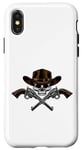 Coque pour iPhone X/XS Chapeau de cowboy pistolets crâne pirate croix os