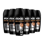 AXE - Déodorant Homme Dark Temptation - Bille Anti-transpirante - fraîcheur 48h - parfum chocolat gourmand (lot de 6x 50ml)