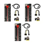 Extension Graphique 3 PièCes Ver12 Pro PCIE Riser 1X à 16X avec 3528 LED Flash ColoréEs pour Carte Adaptateur Secteur Minier BTC