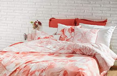 L1NK STUDIO Housse De Couette Lit 90/105 (180X220 Cm) 100% Coton (Percale 200 Fils) Impression Numérique De Haute Qualité Oceanum Coral