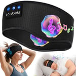 LC-dolida Bandeau Écouteurs de Sommeil Bluetooth V5.4, Casque Audio Bandeau sans Fil, Bandeau Audio Sommeil de 15 Heures de Lecture, Bandeau de Sommeil Léger avec Stéréo HiFi