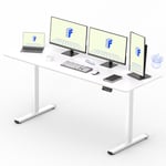 FLEXISPOT Bureau Assis Debout 180x80x(73-122) cm Bureau Réglable en Hauteur Électrique, Panneau de Contrôle à Fonctions Mémoires, Bureau à Télétravail(Cadre Blanc+Plateau Blanc)