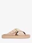 Dune Liquorice Leather Cross Strap Flatform Sandals