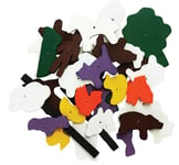 Wooden Tap-a-Shape FARM Pieces 36 Pin-a-shape Replacement Animals People Scenery