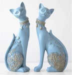 GaoF Statue de résine décorative de Chat pour Les décorations pour la Maison Cadeau de Mariage créatif Animal décor à la Maison Sculpture 21.5 * 8 * 6.8Cm 21 * 11 * 6.5Cm Bleu