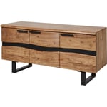 Meuble TV style industriel en acacia massif 160 cm Wilfried Marron WAVE : meuble tv