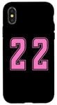 Coque pour iPhone X/XS Rose Numéro 22 Équipe Junior Sports Uniforme Numéroté