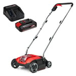 Einhell Scarificateur sans fil GC-SC 18/28 Li-Solo PXC (Li-Ion, 18 V, moteur électrique sans charbon, rouleau 28 cm, réglage de la profondeur de travail sur 3 niveaux) avec chargeur et batterie 2,5Ah