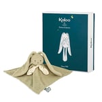 Kaloo - Lapinoo - Green Bunny Comforter - Baby Plush - Square: 30 x 30 cm - Bi-Material Ultra-Soft Viscose and Corduroy - Gift Box - 0 Months +, K218016