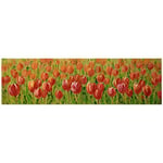 Vacchetti Tableau peint à motif fleurs Rouge Rectangulaire, multicolore Grand