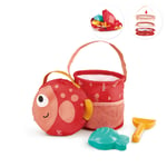 Hape - Strandkit m. väska + hopfällbar hink, 4 delar