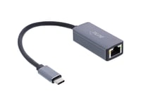 Inline 33380M, Usb Type-C, Rj-45, Hankoppling, Grå, Realtek Rtl8156, Hankoppling