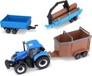 Modèle Tracteur Bleu New Holland T7.315 3 Truck Terres Agricoles Bburago 31668