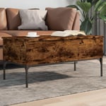 Sofabord 100x50x45 cm konstrueret træ og metal røget egetræ