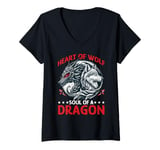 Womens Dragon Heart Of Wolf Soul Of A Dragon V-Neck T-Shirt