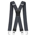 Pejoye Bretelles Homme 4cm Larges Vintage Fort Durables Entièrement Réglables avec 4 Métal Clips X forme pour Homme et Femme (Gris Foncé)