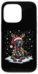 Coque pour iPhone 13 Pro Black Lab Labrador Pyjama avec motif sapin de Noël et bonnet de Père Noël