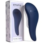 Crave Naturals Glide Detangler Hair Brush - Perfect Tangle Teezer for Curly Hair, Straight Hair, Wet or Dry, and a Great Stocking Filler - Detangle Hair Brush for Women, Men, and Kids - Blue