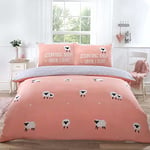 Rapport Home Parure de lit Double avec Housse de Couette « Counting Sheep Until I Sleep » Rose/Blush