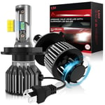 AUXIRACER H4 LED Voiture, 26000LM 80W 6500K lumière Blanche Forte H4 LED, Kit De Conversion Halogène, Ampoule de Phare pour 12V Voiture ou Moto, 2 Ampoules