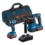 Bosch Professional combo-kit GSB 18V-45 + GBH 18V-22 (avec 2 batteries 4,0 Ah, chargeur GAL 18V-40, dans sac à outils)