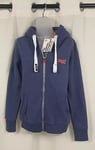 Superdry Orange Label Primary Zip Hoodie Dusk Blue Marl Uk 6 Rrp £50 NH101 AA 15