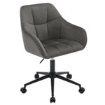 WOLTU Chaise Bureau, Chaise Coiffeuse, Fauteuil de Bureau Ergonomique, Chaise Pivotante, Siège Rembourré, Hauteur Réglable, Chaise Velours, Gris Foncé+Noir BS145dgr