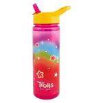 Trolls 3 Band Together Water Bottle Flip Up Straw 600ml – Official Trolls Merchandise by Polar Gear – Kids Reusable Non Spill - BPA Free - Recyclable Plastic - Ideal For School Nursery Sports Picnic