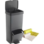 Poubelle ou poubelle de recyclage 70L, verticale, 2 Compartiments, Poubelle, 76 cm, gestion facile, comprend des sacs poubelles - Noir