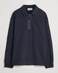 Stone Island Garment Dyed Fleece Zip Polo Navy Blue