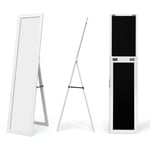 Miroir sur pied psyché miroir autoportant rectangulaire 155 x 37 cm style scandinave moderne blanc