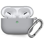 AirPods Pro Silikone Cover - m/Karabin - Light Grey