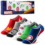 Marvel Chaussettes Homme Fantaisie Coffret 5 Paires de Chaussettes Invisibles Homme Socquettes Homme 41-46 Sneaker Socks Avengers Idée Cadeau Homme Adolescent Garcon (Multi)