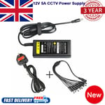 Cctv Power Supply 12volt 5amp 8 Ways Power Splitter Cctv Camera Led Psu Fast Uk