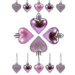 12 st Valentinshjärta Ornament Romantiska Alla hjärtans dag presenter Hängande hjärtformade ornament Röda guld silver Julgranskulor 12pcs b