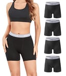 wirarpa Short Cycliste Femme Panty Anti Frottement Shorty Coton Legging Court Boxer Caleçon 5,5 "Inseam Lot de 4 Noir Taille XL