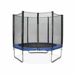 Trampoline rond ø 250cm bleu avec son filet de protection - Pluton - Trampoline de jardin 2.5m Qualité pro. Normes eu.