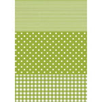 Décopatch FDA548O - Une pochette de 20 feuilles 30x40 cm Vichy, pois, rayé Vert