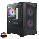 CiT Level 1 Black Micro-ATX Mesh PC Gaming Case with 3 x 120mm RGB Rainbow Fans Included With Tempered Glass Side Panel