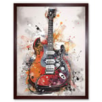 Electric Mandolin Guitar Instrument Modern Watercolour Illustration Art Print Framed Poster Wall Decor 12x16 inch