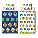 Pokemon Gotta Single Duvet Cover Set Children's Reversible Bedding Blue / White