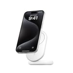 Belkin BoostCharge Socle de Recharge pour appareils Qi2 (Chargeur Pliable, Compatible MagSafe, 15 W, pour modèles de l'iPhone 16, 15, 14, 13, Chargeur fonctionnant avec Le Mode Standy, Blanc)