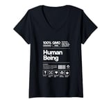 Womens 100% Human Being - Organic, GMO-Free, Funny V-Neck T-Shirt