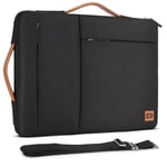 DOMISO 14 Pouces Housse de Protection Ordinateur Portable avec poignée Sacoche Bandoulière pour 14" Lenovo Flex 4/Thinkpad L480 T480s A485 Chromebook S330/HP ProBook 645 G4/Dell Inspiron, Noir